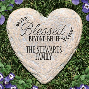 Personalized Blessed Beyond Belief Heart Garden Stone | Personalized Garden Stone