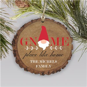Gnome Place Like Home Rustic Personalized Ornament | Christmas Gnome Ornaments