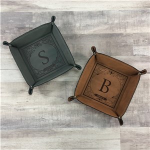 Personalized Leather Trays | Valet Tray With Initial