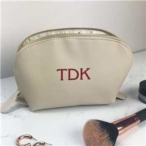Embroidered Initials Vegan Leather Pouch L14727384GY