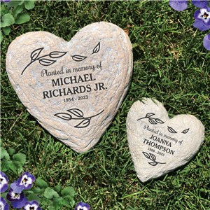 Engraved Planted In Memory Of Heart-Shaped Garden Stone