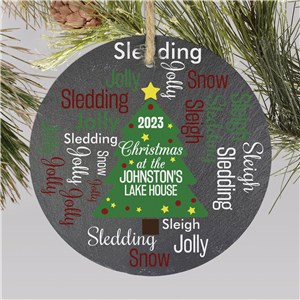 Custom Slate Ornament With Christmas Word-Art