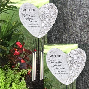 Engraved One Of Life's Greatest Treasures Heart Stake Wind Chime L16110398