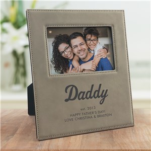 Engraved Established Happy Father's Day Leather Frame