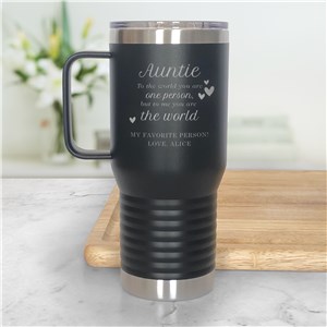 Engraved You Are the World Travel Mug for Mom with Hearts Design