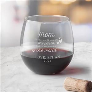 Engraved You Are The World Stemless Red Wine Glass L19368345