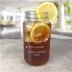 	Engraved You Are the World with Hearts Large Mason Jar L19368348