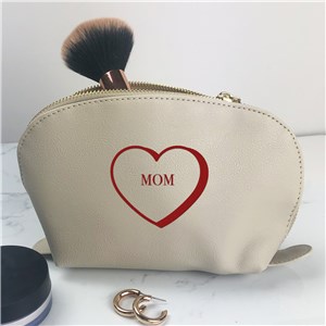 Embroidered Name Or Message In Heart Vegan Leather Pouch L22148384GY