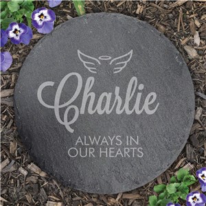 Engraved Always In Our Hearts Round Slate Stone L22273414