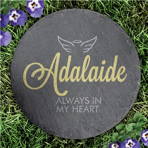 Personalized Always In Our Hearts Round Slate Stone L22273414UV