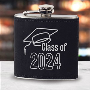 Engraved Class Of Black Leatherette Flask L22364281BK