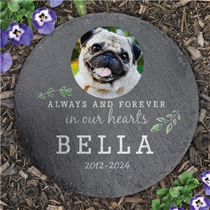 Personalized In Our Hearts Round Slate Stone L22464414