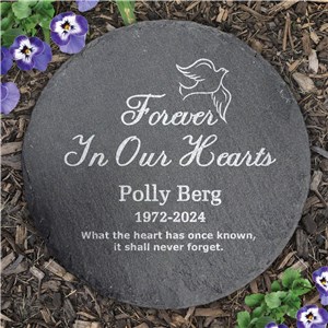 Engraved Forever In Our Hearts Round Slate Stone L4459414