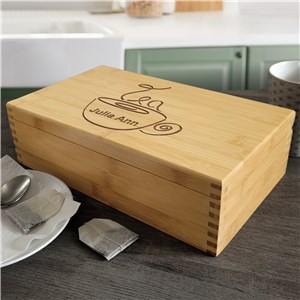 Engraved Tea Drinker Bamboo Tea Box L6233426