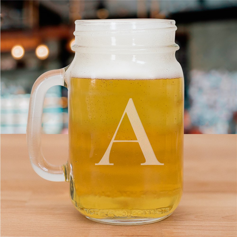 Engraved Mason Jar with Initial GiftsForYouNow