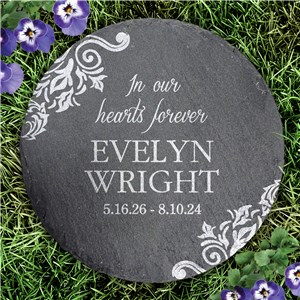 Engraved In Memory Of Memorial Round Slate Stone L8076414
