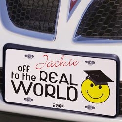 Off to the Real World Graduation Personalized License Plate