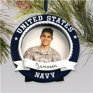 Personalized Photo Ornament Frame US Navy | Personalized Military Christmas Ornaments