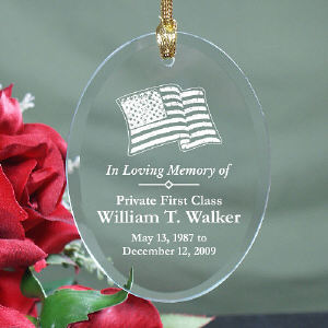 In Loving Memory Personalized Military Memorial Glass Ornament