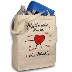 Loves Me This Much Personalized Canvas Valentine Tote Bag