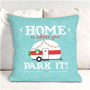 Home Is Where You Park It Throw Pillow | Christmas Vintage Camper Decor