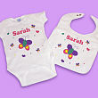 New Baby "Beautiful Butterfly" Personalized Creeper and Bib Gift Set