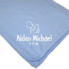 New Baby Boy Pacifier Blue Personalized Blue/White Blanket