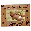 New Baby "She's All Heart" Personalized Wood Picture Frame