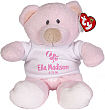 8313892 - New Baby Girl Rattle and Bow Personalized ©Ty Inc. "Baby Pink" Teddy Bear