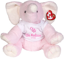 New Baby Girl Rattle and Bow Personalized ©Ty Inc. "Baby Pink Winks" Elephant