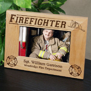 Personalized Firefighter Wood Picture Frame