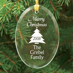 Merry Christmas Personalized Glass Ornament