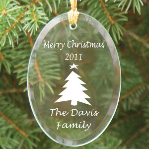 Happy Holidays Personalized Glass Ornament