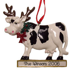 Christmas Cow Personalized Ornament