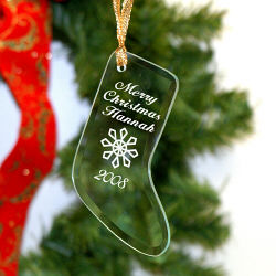 Merry Christmas Personalized Glass Stocking Ornament