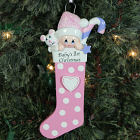 Baby's First Christmas Pink Stocking Ornament