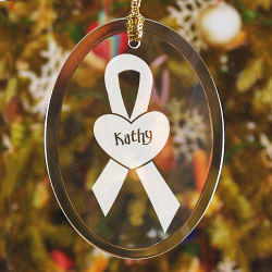 Survivor - Breast Cancer Awareness Personalized Jade Glass Ornament