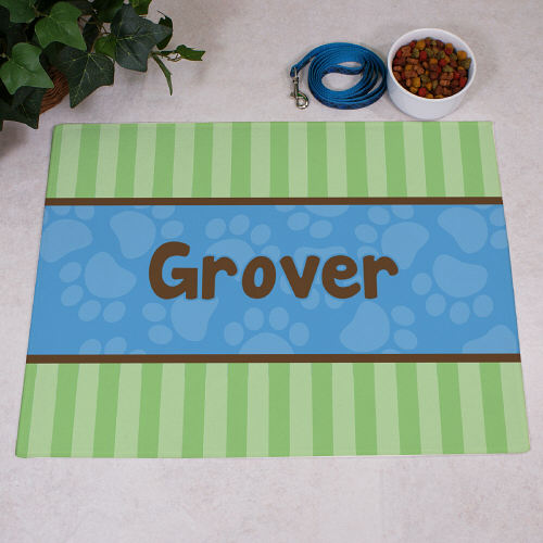 Personalized Modern Stripes Dog Food Mat Gifts for Pets and Pet Owners