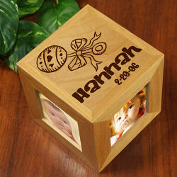 It's A Baby... Rattle Personalized Photo Cube