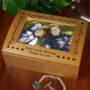 Shamrock Blessing Personalized Photo Keepsake Box