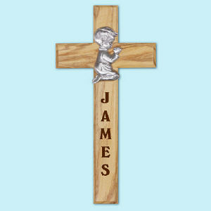 Praying Boy Personalized Wood Wall Cross