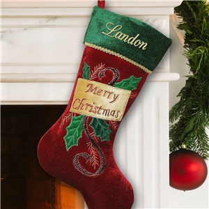 Embroidered Personalized Merry Christmas Stocking