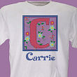 3567X - Floral Initial Personalized T-shirt 