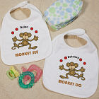 Just Monkey Around Twin Personalized Baby Bib