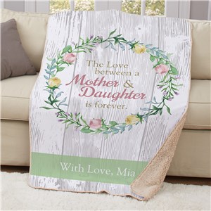 Personalized Love Between Mother and Daughter Sherpa Throw | Personalized Mother's Day Gifts