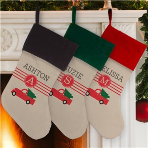 Personalized Red Christmas Truck Stocking U1364784X