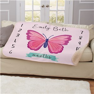 Butterfly Baby Personalized Milestone Blanket 