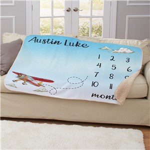 Airplane Baby Custom Monthly Milestone Blanket