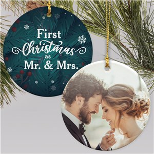 Personalized First Christmas As Mr. & Mrs. Photo Double Sided Ornament