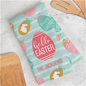 Personalized Hello Easter Egg Dish Towel